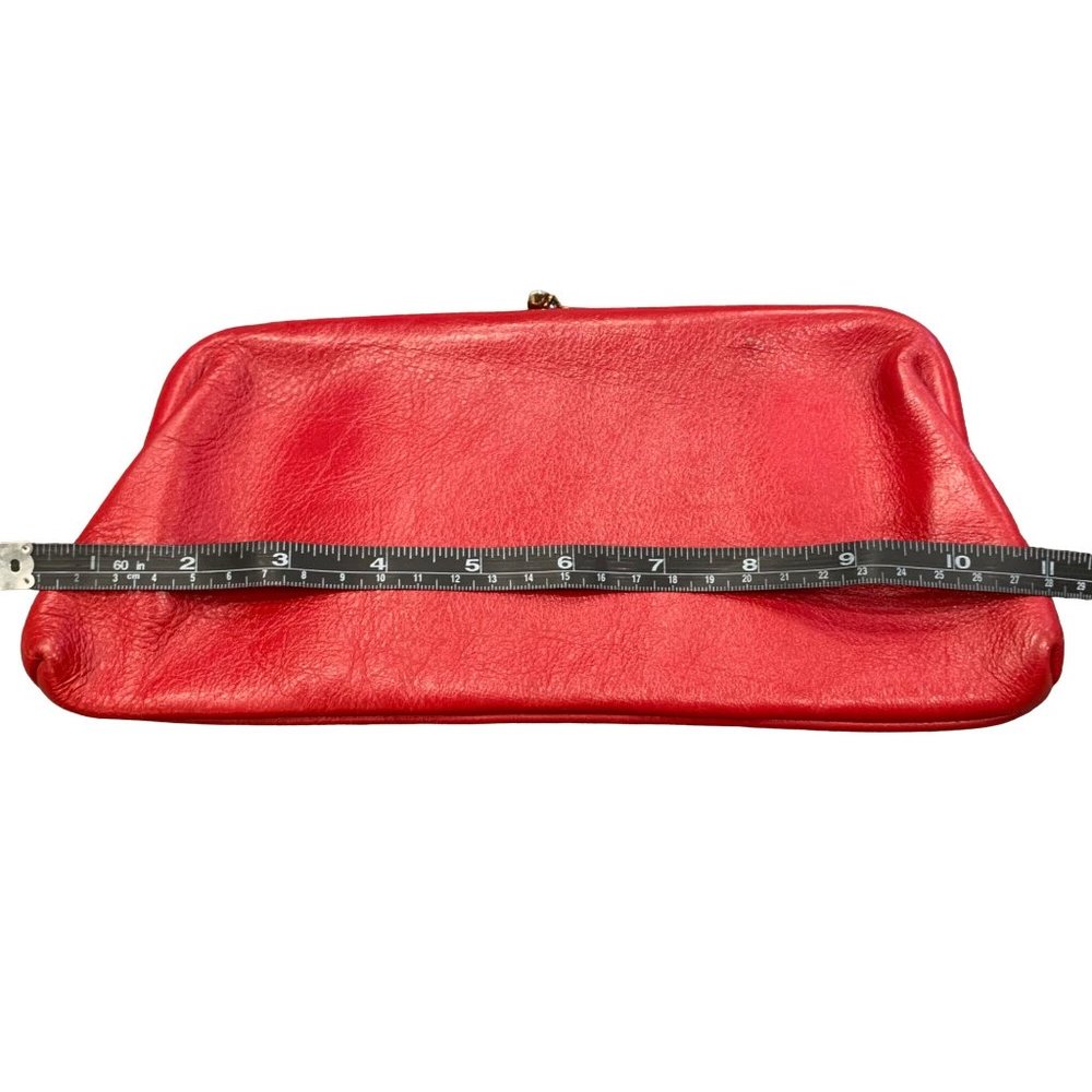 Red Leather Vintage Clutch Evening Bag